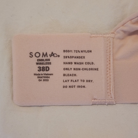 NWT 38D Soma Enbliss Wireless Bra Pretty Pink - Picture 5 of 8